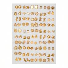 50 Pairs Assorted Rhinestone Star, Music Note, Bow Plastic Earrings Set For Girls, Random Color & Style, No Box, Suitable For Birthday Party - Multicolor - View 15