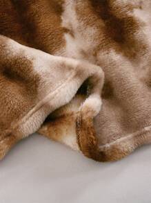 1pc Ink-Dyed Faux Mink Fleece Blanket, Plush Rabbit Fur Quilt, Soft And Warm Reversible Travel/Bed Blanket, Suitable For Living Room, Sofa, Bedroom, Dormitory - Coffee Brown - View 9