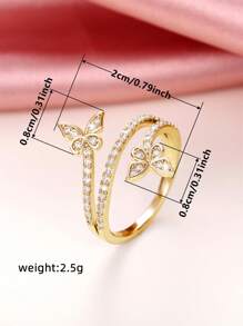 1 PC Elegant Cubic Zirconia Butterfly Ring For Women For Wedding Engagement Jewelry Valentine's Day