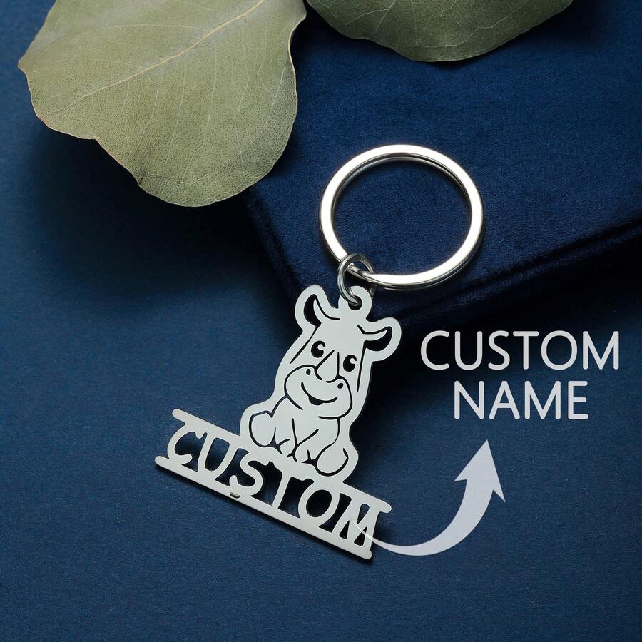 1pc Custom Name Tag Keychain Personalized Letters Stainless Steel Key Chain Ring For Women Men Father's Day Mother's Day Valentine's Day Gift