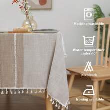 1pc Rectangular Tablecloth, Rustic Linen Dust-Proof, Wrinkle-Resistant, Fade-Proof Tableware For Kitchen, Dining Room, Holiday Party Dinner Fabric Table Cover