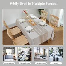 1pc Rectangular Tablecloth, Rustic Linen Dust-Proof, Wrinkle-Resistant, Fade-Proof Tableware For Kitchen, Dining Room, Holiday Party Dinner Fabric Table Cover