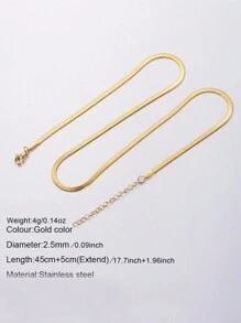 1pc Gold Fashionable Simple Chain Stainless Steel Jewelry Necklace With Unique Personalized - Gold - View 4