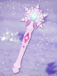 1 pieza Varita mágica con luz y música de copo de nieve azul para disfraz de princesa, para juegos de roles, fiestas y regalos (Batería no incluida), Navidad, Decoraciones Navideñas, Varita Luminosa