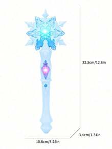1 pieza Varita mágica con luz y música de copo de nieve azul para disfraz de princesa, para juegos de roles, fiestas y regalos (Batería no incluida), Navidad, Decoraciones Navideñas, Varita Luminosa