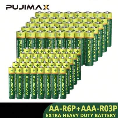 PUJIMAX AA+AAA kolbatteripaket, 80/40 antal, lämplig för fjärrkontroll, väckarklocka, dörrklocka, gasspis, varmvattenberedare, bilnycklar, spelkontroll, ficklampa, högpresterande, hållbart och långvarigt [icke-uppladdningsbart batteri, Ladda inte]