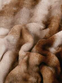 1pc Ink-Dyed Faux Mink Fleece Blanket, Plush Rabbit Fur Quilt, Soft And Warm Reversible Travel/Bed Blanket, Suitable For Living Room, Sofa, Bedroom, Dormitory - Coffee Brown - View 5