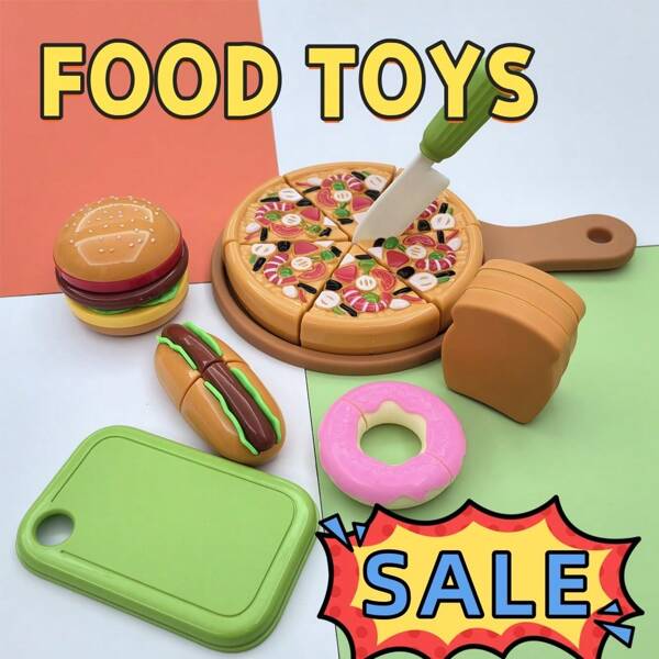 20pcs Realistic Play Kitchen Food Set - Pretend Pizza, Burger, Hot Dog Toys - Fun Roleplay Accessories For Boys And Girls - Creative Gift