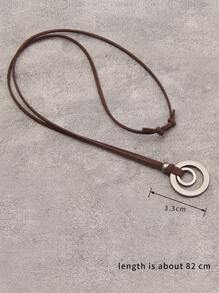 1pc Vintage Zinc Alloy Circle Charm Necklace For Men For Daily Decoration