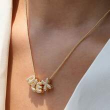 New Fashionable Multifunctional 26pcs English Letter Necklace, Women Copper Cubic Zirconia Letter Pendant