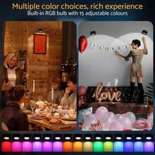 2pcs Removable RGB LED Rechargeable Adhesive Magnetic Wall Lights Sconce For Bedroom Reading,15Color Lighting,Remote Control,360° Rotation,Touch Control,Dimmable Bedside Light Energy Class A - 2pcs RGB LED Wall Lights Sconce - View 4