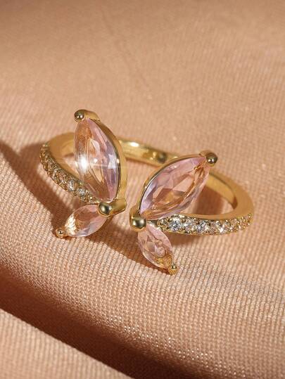 1 st Mode Cubic Zirconia Butterfly Justerbar Ring för kvinnor