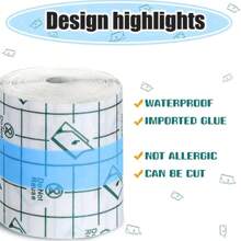 透明粘性包裹纹身后护理绷带，防水保护膜纹身绷带卷，皮肤敷料，适用于游泳纹身后护理用品