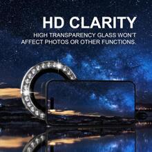 Protector de lente de cámara compatible con iPhone 11-15 Pro Max Bling, protector de pantalla de vidrio templado 9H, cubierta de cámara con anillo de metal decorativo (Rhinestone-Negro) Resistente al agua, a los golpes, a las caídas y a los arañazos, antihuellas dactilares y de cobertura completa