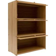 3 Tiers Bamboo Storage Cabinet For Kitchen Countertop, Freestanding Pantry Cabinet With Clear Acrylic Flip-Up Door Organizer Shelf For Spice Seasoning Bowl Cup Bottle