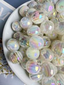 10pcs/20pcs/50pcs/100pcs/200pcs Minimalist Cute Acrylic 8mm/10mm/12mm/16mm Optical Rainbow Lollipop Round Beads, Random Color Mix For DIY Craft Necklace Pendant - Lollipop Series - View 6