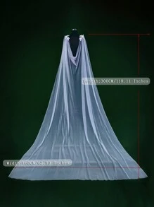 Long Bridal Cape With Lace Tulle Shawl Removable Bride Sleeves Cathedral Veil Wedding Accessories For Wedding, Party, Photography, Travel Valentine's Day