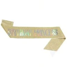1Pc,'Birthday Princess' Sash For Women,Happy Birthday Sash Hot Pink White Rose Gold With Iridescent Foil Sash For 21st 30th 40th 50th Birthday Sash Gift Or Any Bday Party Birthday Party, For Any Age - Multicolor - View 4