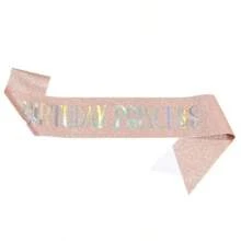 1Pc,'Birthday Princess' Sash For Women,Happy Birthday Sash Hot Pink White Rose Gold With Iridescent Foil Sash For 21st 30th 40th 50th Birthday Sash Gift Or Any Bday Party Birthday Party, For Any Age - Multicolor - View 3