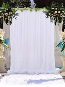 2 chiếc - Rèm nền vải tuyn trắng, Rèm nền vải voan trắng trong suốt, Thích hợp cho tiệc cưới lý tưởng, chụp ảnh tự động, đính hôn và trang trí nhà cửa, tiệc sinh nhật và ngày lễ, trang trí phông nền chụp ảnh, Giáng sinh - trắng - Xem 8