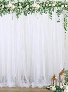 2 chiếc - Rèm nền vải tuyn trắng, Rèm nền vải voan trắng trong suốt, Thích hợp cho tiệc cưới lý tưởng, chụp ảnh tự động, đính hôn và trang trí nhà cửa, tiệc sinh nhật và ngày lễ, trang trí phông nền chụp ảnh, Giáng sinh - trắng - Xem 1