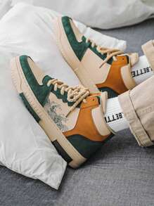Zapatillas de lona de caña alta, diseño original de zapatillas deportivas de moda casuales de caña alta, zapatos deportivos versátiles - Beige - Ver 3