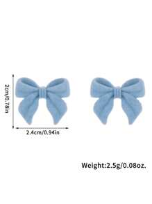 1 对儿童甜美可爱时尚简约植绒蝴蝶结耳钉 - 1pcs - 查看 6