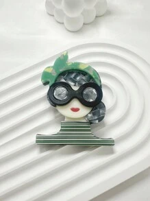 1 pieza Accesorio broche de acrilico con diseño lindo de niña usando gafas de moda - chica - Ver 3