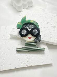 1 pieza Accesorio broche de acrilico con diseño lindo de niña usando gafas de moda - chica - Ver 2