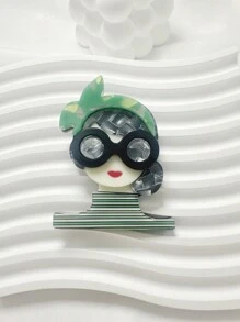 1 pieza Accesorio broche de acrilico con diseño lindo de niña usando gafas de moda - chica - Ver 4