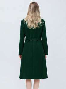 Abrigo de lana mezcla gruesa de unicolor elegante de longitud media para mujer