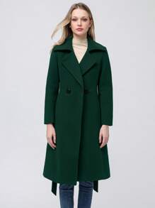 Abrigo de lana mezcla gruesa de unicolor elegante de longitud media para mujer