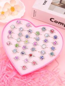 10/25/36/50/100pcs Kids Cartoon Rings, Matte Finish Rings, Assorted For Girls Pretend Play & Dress Up, Colorful Rings For Daughters & Granddaughters, Birthday/Party Favors, Children's Holidays Gifts