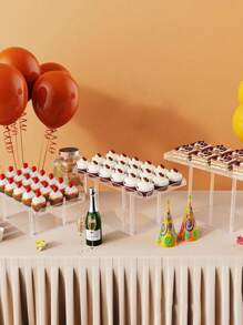 1 Set Combination Clear Acrylic Cupcake Stand With Screwdriver, Modern Minimalist Rectangular Transparent Cake Dessert Baking Tray For Home Party Holiday - Clear - View 1