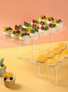 1 Set Combination Clear Acrylic Cupcake Stand With Screwdriver, Modern Minimalist Rectangular Transparent Cake Dessert Baking Tray For Home Party Holiday - Clear - View 4