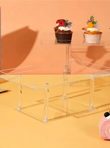 1 Set Combination Clear Acrylic Cupcake Stand With Screwdriver, Modern Minimalist Rectangular Transparent Cake Dessert Baking Tray For Home Party Holiday - Clear - View 3