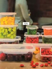Kit 10 Plastic Pot Container With 4 Locks Sturdy Modern Design Practical 1200ml - Genomskinlig - Visa 3