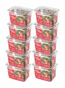 Kit 10 Plastic Pot Container With 4 Locks Sturdy Modern Design Practical 1200ml - Genomskinlig - Visa 1