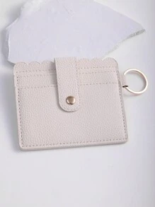 1pc PU Leather Card Holder With Keychain And Tassel Pendant For Women, Card Case And Coin Purse
