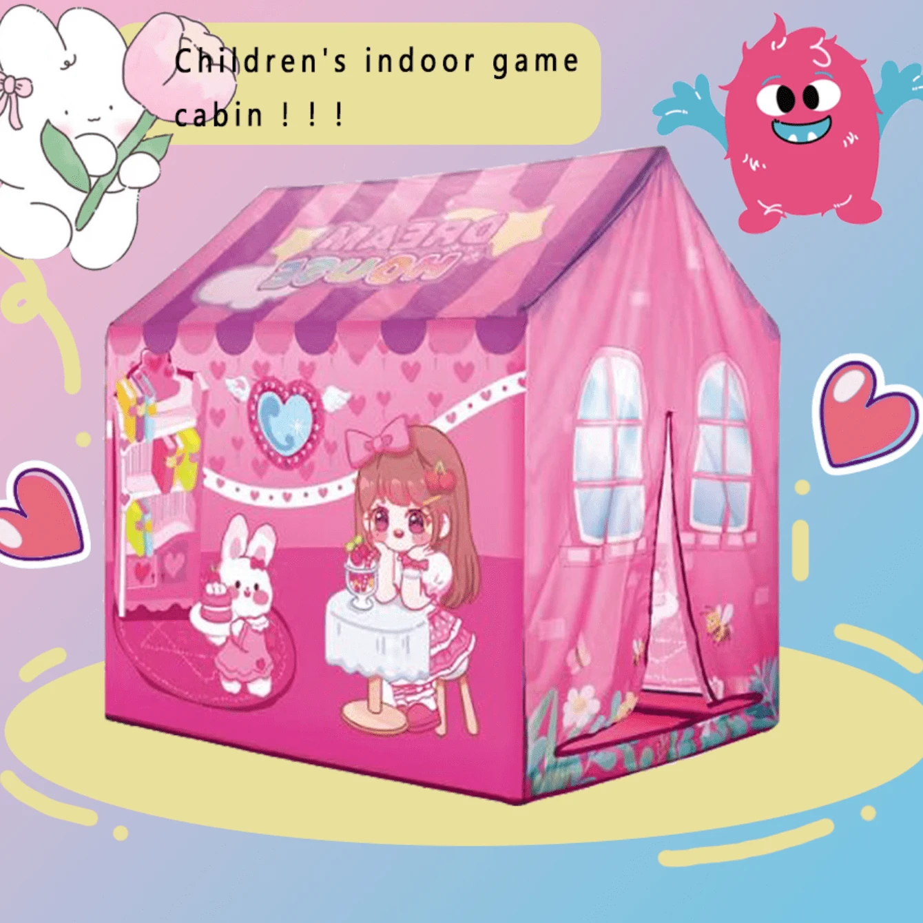 Truedays Tente de Jeu pour Enfants Princesse Pop Up Chateau Filles Rose Truedays Tente de Jeu pour Enfants Princesse Pop Up Chateau Filles Rose