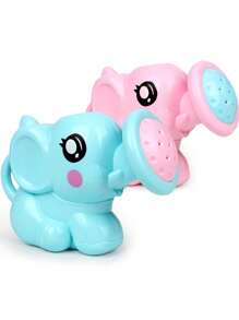 1个卡通大象浇水壶洗澡玩具 - 粉色/蓝色，适合18个月以上儿童，0-6岁儿童洗澡和沙滩玩具