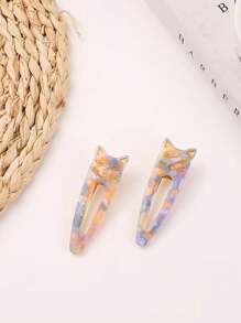 2pcs Cute Animal Acetate Hair Clips, Suitable For Women For Daily, Dating, Birthday, Valentine's Day, New Year Party, Beach Music Festival (Slight Color Difference), Hair Accessories, Hair Barrettes Claw Clips, School Stuff, Head Accessories - Cat Hair Clip - View 8