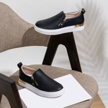 Comfyshoes Women's Fashion Sneakers, Casual Slip On Sneakers, Arch Support Walking Shoes For Women - màu đen - Xem 2