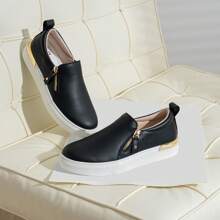 Comfyshoes Women's Fashion Sneakers, Casual Slip On Sneakers, Arch Support Walking Shoes For Women - màu đen - Xem 3