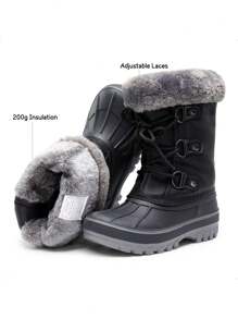 Boys Girls Toddler Winter Snow Boots Mid Calf Boots Waterproof Warm For Snowball Fights And Ski,Christmas Gifts - 黑色 - 查看 5