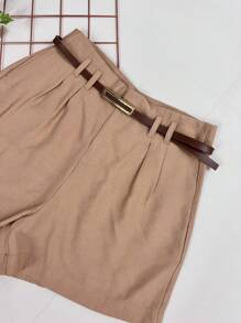 Marrant Shorts With Belt And High Waist Pocket - 卡其色 - 查看 2