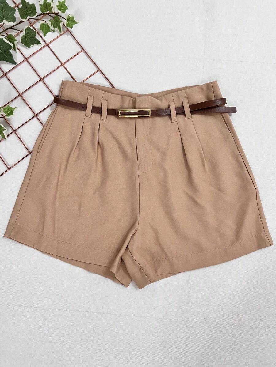 Marrant Shorts With Belt And High Waist Pocket - 卡其色 - 查看 1
