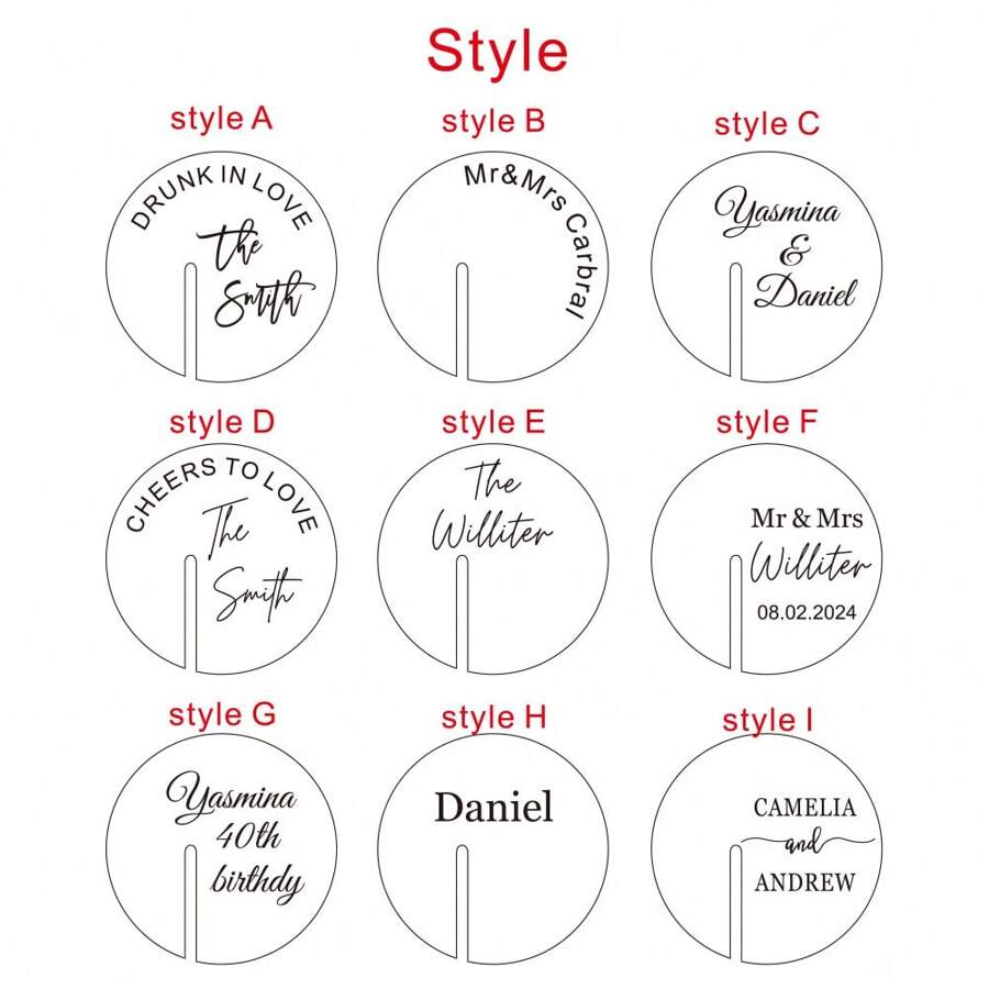 Personalized Wedding Drink Charms Place Name Card Acrylic Drink Tags