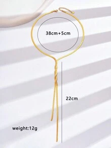 1 Collier Long Et Simple En Acier Inoxydable À La Mode, Pendentif Tassel De Chaîne En Os De Serpent Entrelacée De Blocs De Couleur Créatifs Pour Femmes, Adapté Aux Festivals