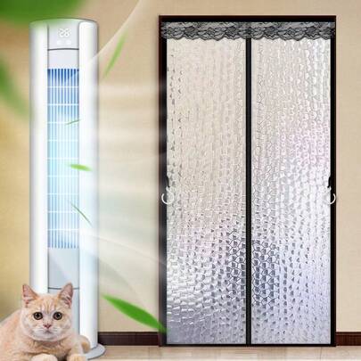 1 pieza Cortina magnética termoaislante para puerta, Cubierta magnética para puerta de patio, Dispositivo de cierre automático, Se ajusta a varios tamaños de puerta, Mantiene caliente en invierno y fresco en verano, Adecuado para salas con aire acondicionado/calefacción, Cocinas del hogar, etc.